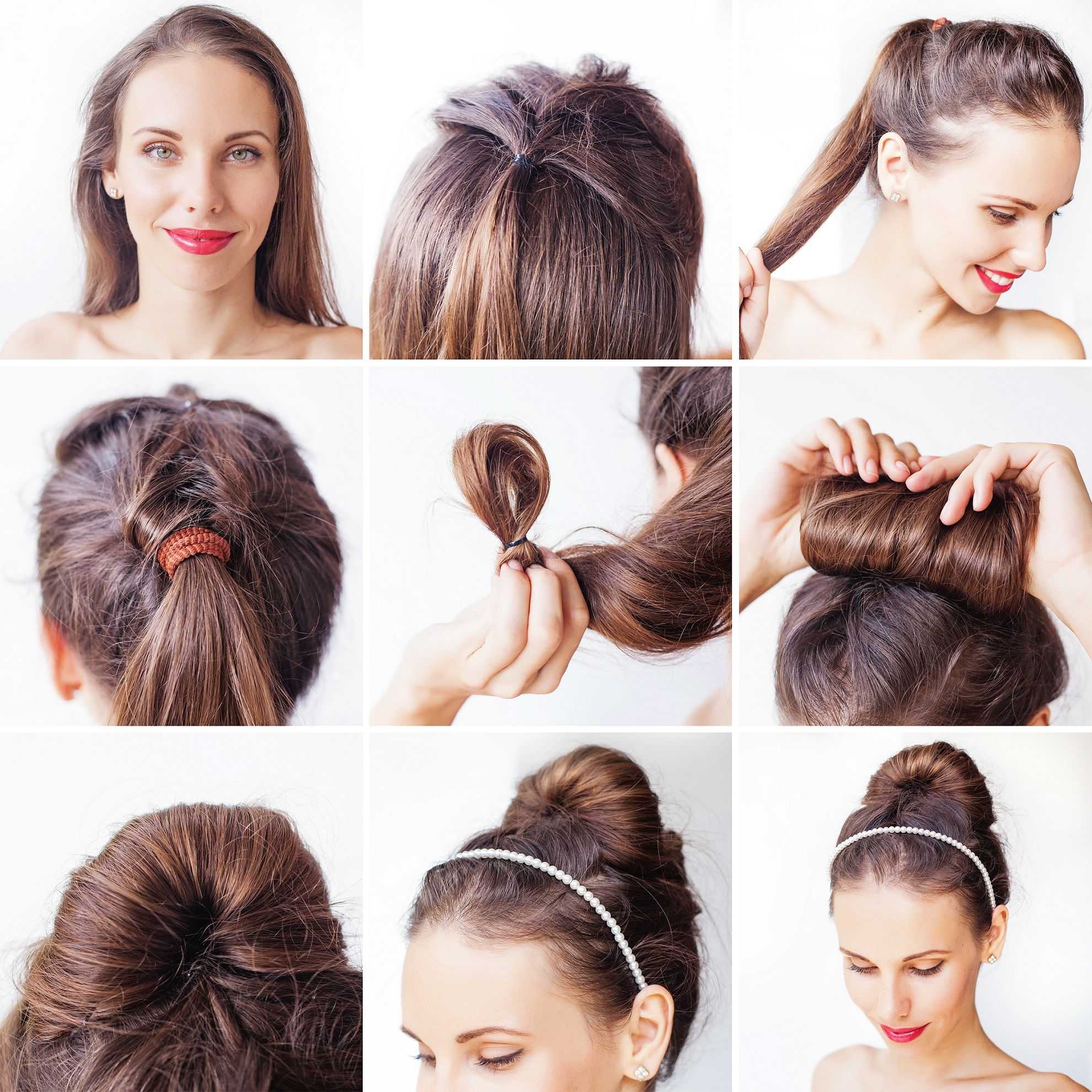 Как сделать красивую гульку на голове с длинными волосами